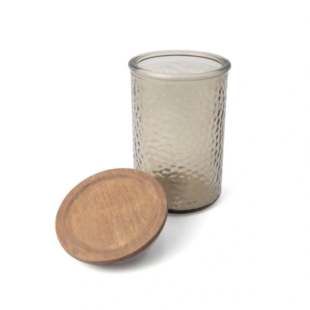 New! Target Bullseye Playground Taupe Hammered Glass Canister with Wooden Lid